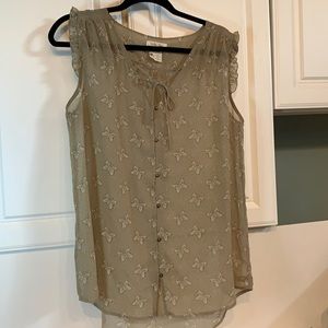 Matilda Jane Large Sheer Tan Butterfly Tank Top